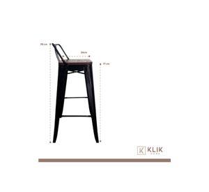 Pack de 4 Taburetes Tolix Con Asiento De Madera Oscura Walnut - Negros
