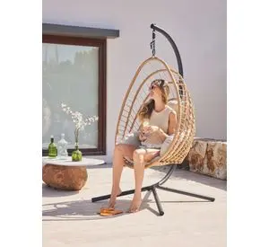 Silla Colgante Tulum de Mimbre para Terraza con Base