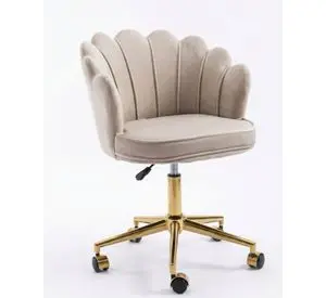SILLA DE ESCRITORIO OSTRA ACOLCHADA BASE GIRATORIA DORADA
