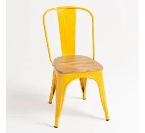 SILLA TOLIX CON ASIENTO DE MADERA ESTRUCTURA METALICA