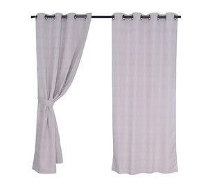 Set Cortinas Jacquard Argolla 140x220 Chevron Texturada Beig