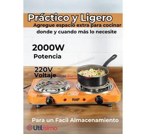 Cocina Eléctrica 2 Platos 2000W de Potencia Cocinilla Portátil Naranja