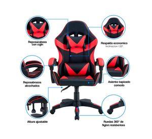 Silla gamer ajustable Tokio negro/rojo