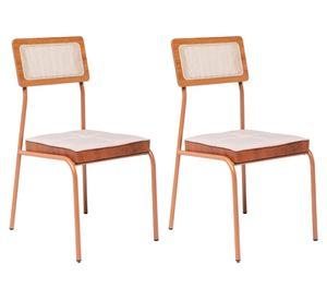 Silla de comedor acero tela Capitolio canela 2 un.