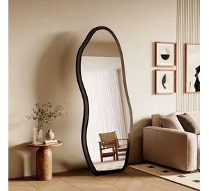 Espejo Irregular Cuerpo Entero Negro 170x70cm Madera