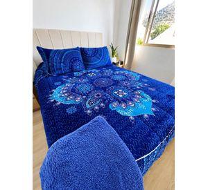 Cubrecama 2 Plazas Polar con Chiporro Mandala Azul Profundo - 230x250 cm