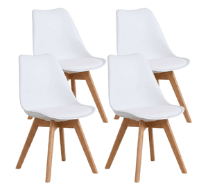 Pack de 4 Sillas Tulip Blanca Acolchada