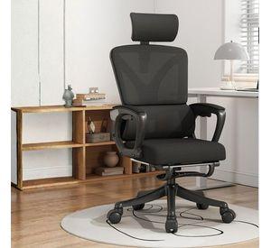 Silla de Oficina Premium Ergonómica con Reposacabezas Apoyabrazos Ajustables y Reposapiés Negra