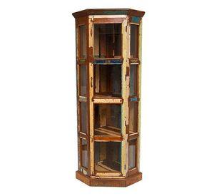 Vitrina esquinero de madera y vidrio