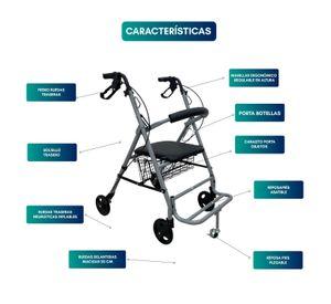 Andador Burrito Ortopédico Asiento y Rueda Delantera Gris