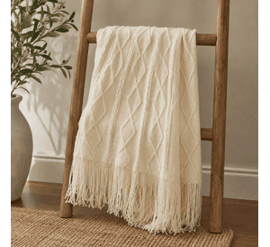 Manta Crema Liviana Decorativa Para Cama Y Sillón 012