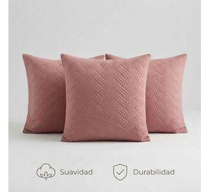 Funda Decorativa Plush Rosa Texturizada Pack de 3 046 Diseño Moderno
