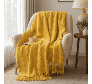 Manta Amarillo Liviana Decorativa Para Cama Y Sillón 012 Versátil