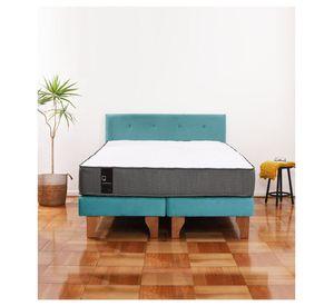 Cama Europea Zen Best Tela Velvet Turquesa 2 Plazas + Respaldo