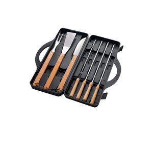 Set Maletín Asado Parrilla Negro 7 Herramientas