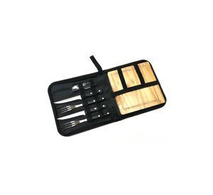 Set Asado Parrilla BBQ 6 Piezas Negro