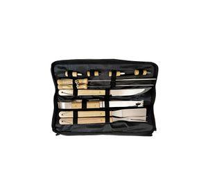 Set Maletín Asado Parrilla Negro 10 Herramientas