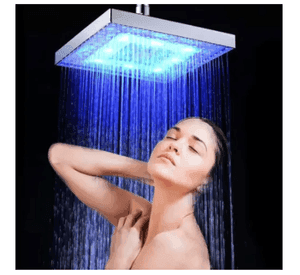 Cabezal Ducha Regadera Cuadrada Luz Led Rgb