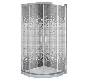 Shower Door Mosaico Blanco con Base Curva Blanco Mármol Joytek 90x90x185 cm