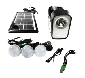 KIT SOLAR DE EMERGENCIA 3 AMPOLLETAS + CARGA USB