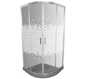 Shower Door Mosaico Blanco con Base Curva Gris Mámol Joytek 90x90x185 cm