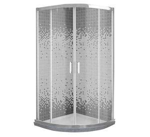 Shower Door Mosaico Blanco con Base Curva Gris Mámol Joytek 90x90x185 cm