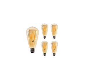 Pack 5 Ampolletas Led St64 E27 8w 2700k