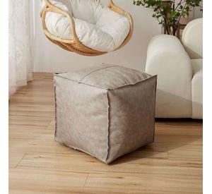 Pouf gris de ecocuero 45x45cm