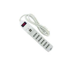 Zapatilla Alargador 1.5mt 6 Entradas 2 USB Blanco