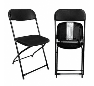 Silla Plegable Negra de Polipropileno y Metal – Resistente y Fácil de Guardar