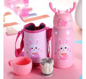 BOTELLA DE AGUA TERMICA CON FUNDA DISEÑO ANIMALES ROSA