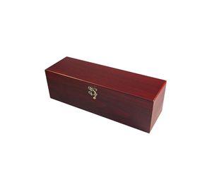 Caja Madera Barnizada 4 Accesorios Metálicos Vino