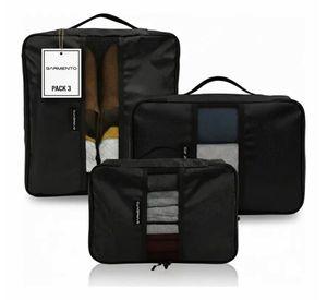 3 Organizadores De Equipaje Viaje Garmento Maleta Y Mochila Negro