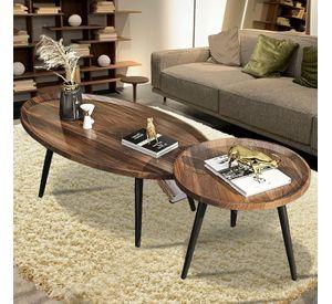 Juego Mesa De Centro Living Vanguardia Madera Nactural