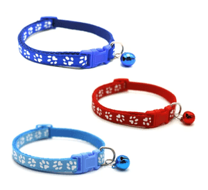 Pack De 3 Collares Con Cascabel Para Mascotas Gatos Perros Azul Eléctrico/Rojo/Azul Claro