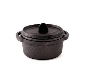 Mini Cacerola Redonda con Tapa Fierro 10cm Negro Lugano