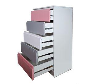 Cajonera 5 Cajones Rosado Gris Blanco Premium