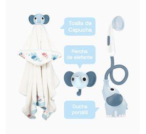 Set de Baño Ducha Elefante y Toalla Azul Yookidoo