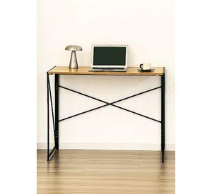 Mesa Escritorio Plegable de Metal y Madera Roble Claro 100x50x75 cm