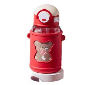 Botella De Agua Portatil 620ml Osito Kawaii Rojo Infantil