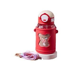 Botella De Agua Portatil 620ml Osito Kawaii Rojo Infantil