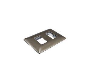 Placa Doble Base Soporte Modulo Tomacorriente Interruptor Stanford Café
