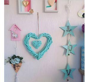 Corazón Colgante 25cm Mimbre Rústico Bricolaje Set de 2 Jhn