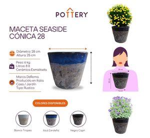 Maceta Seaside 28cm Cónica Negro Capri Deroma