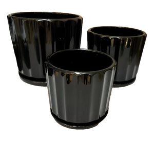 Macetero Cerámica Black Lights Contemporáneo 3 piezas Jhn