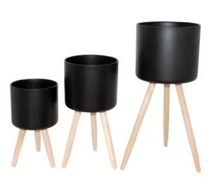 Set Macetas Planta Flores Interior Exterior Patas Negra Jhn