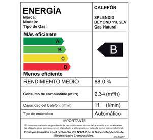 Calefont 11 litros Gas natural Tiro natural Splendid