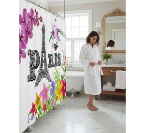 Cortina de Baño Tela Género + Forro Impermeable c08