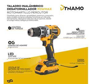 Taladro Inalámbrico Dynamo Rotomartillo Percutor 2 Baterías