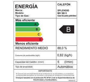 Calefont 5 litros Gas licuado Tiro natural Splendid